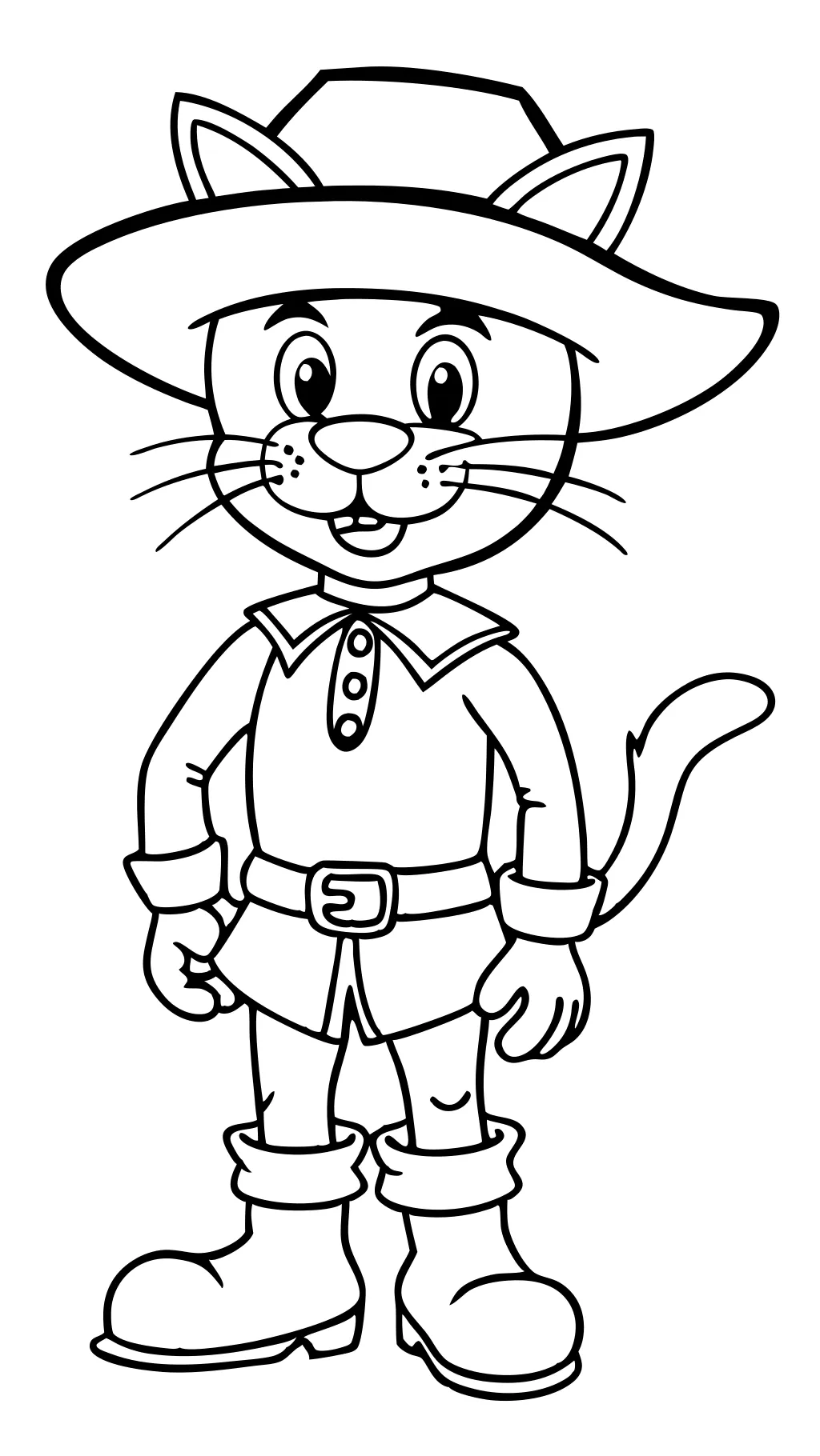 coloriages de chat et de bottes